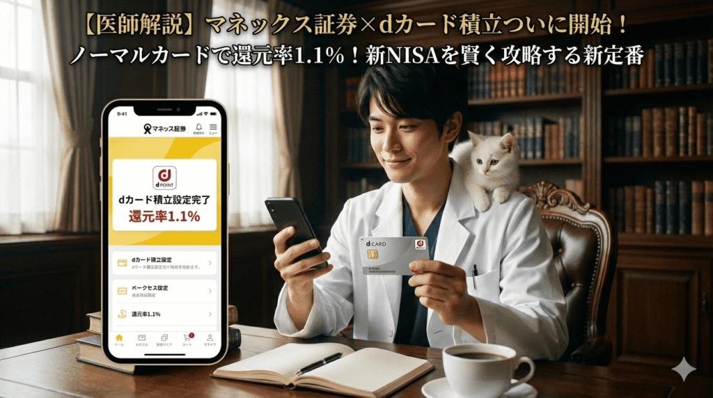 マネックス証券×dカード クレカ積立の還元率は1.1%のアイキャッチ画像